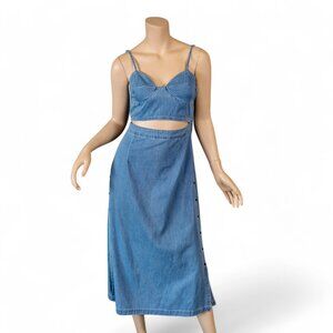 3×1 Augustine Peek-A-Boo Chambray Denim Corset Dress * Medium